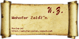 Wehofer Zalán névjegykártya