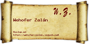 Wehofer Zalán névjegykártya